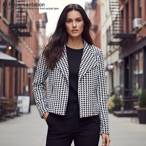 Premise Crop Jacket Women S B/W Zipper Pockets Preppy Minimalist Quiet Luxury